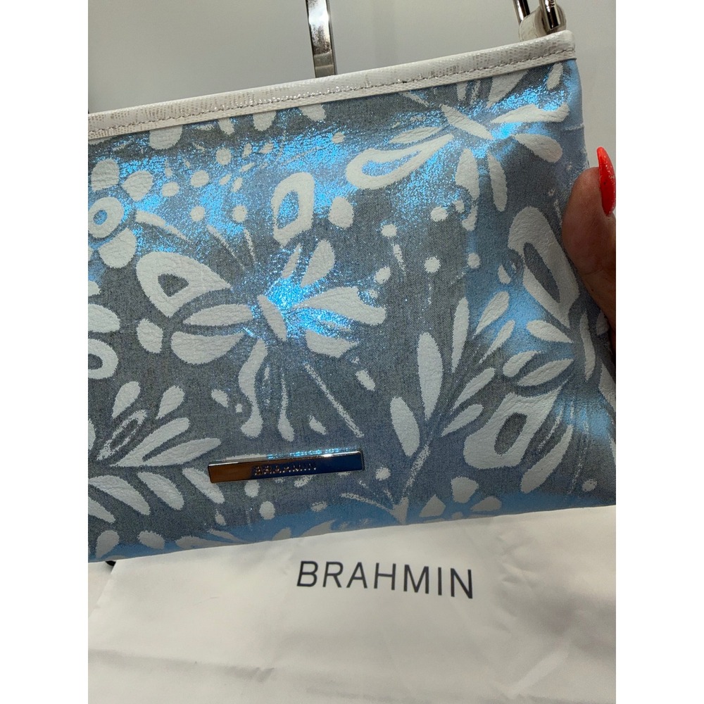 Brahmin Lorelei Bellbottom Blue Lucent Leather Shoulder Bag S10 2413 01333 - Picture 8 of 16